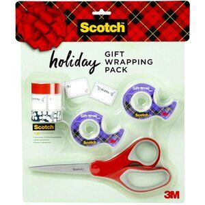 SCOTCH Holiday Gift Wrap Tape Kit Washi Tape, to/from Labels, Sharp Scissors NEW